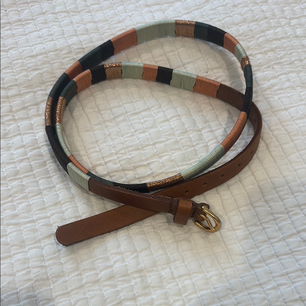 J. Crew Leather Belt with Striped Design